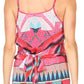Sakkas Sade Colorful Sleeveless Short Romper with Pockets and Rhinestones