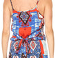 Sakkas Sade Colorful Sleeveless Short Romper with Pockets and Rhinestones