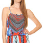 Sakkas Sade Colorful Sleeveless Short Romper with Pockets and Rhinestones