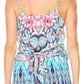 Sakkas Sade Colorful Sleeveless Short Romper with Pockets and Rhinestones
