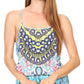 Sakkas Sade Colorful Sleeveless Short Romper with Pockets and Rhinestones