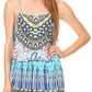 Sakkas Sade Colorful Sleeveless Short Romper with Pockets and Rhinestones