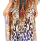 Sakkas Anahi Flowy Design V Neck Long Caftan Dress / Cover Up With Rhinestone