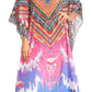 Sakkas Anahi Flowy Design V Neck Long Caftan Dress / Cover Up With Rhinestone