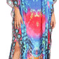 Sakkas Anahi Flowy Design V Neck Long Caftan Dress / Cover Up With Rhinestone