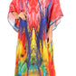 Sakkas Anahi Flowy Design V Neck Long Caftan Dress / Cover Up With Rhinestone