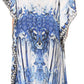 Sakkas Anahi Flowy Design V Neck Long Caftan Dress / Cover Up With Rhinestone