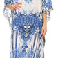 Sakkas Anahi Flowy Design V Neck Long Caftan Dress / Cover Up With Rhinestone