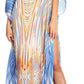 Sakkas Anahi Flowy Design V Neck Long Caftan Dress / Cover Up With Rhinestone