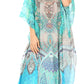 Sakkas Anahi Flowy Design V Neck Long Caftan Dress / Cover Up With Rhinestone