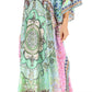 Sakkas Anahi Flowy Design V Neck Long Caftan Dress / Cover Up With Rhinestone