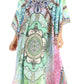 Sakkas Anahi Flowy Design V Neck Long Caftan Dress / Cover Up With Rhinestone