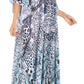 Sakkas Anahi Flowy Design V Neck Long Caftan Dress / Cover Up With Rhinestone