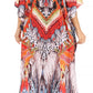 Sakkas Anahi Flowy Design V Neck Long Caftan Dress / Cover Up With Rhinestone