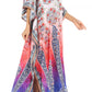 Sakkas Anahi Flowy Design V Neck Long Caftan Dress / Cover Up With Rhinestone