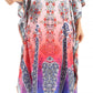 Sakkas Anahi Flowy Design V Neck Long Caftan Dress / Cover Up With Rhinestone