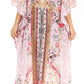 Sakkas Anahi Flowy Design V Neck Long Caftan Dress / Cover Up With Rhinestone