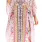 Sakkas Anahi Flowy Design V Neck Long Caftan Dress / Cover Up With Rhinestone