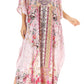 Sakkas Anahi Flowy Design V Neck Long Caftan Dress / Cover Up With Rhinestone
