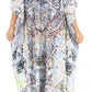 Sakkas Anahi Flowy Design V Neck Long Caftan Dress / Cover Up With Rhinestone