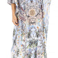 Sakkas Anahi Flowy Design V Neck Long Caftan Dress / Cover Up With Rhinestone