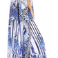 Sakkas Anahi Flowy Design V Neck Long Caftan Dress / Cover Up With Rhinestone