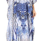 Sakkas Anahi Flowy Design V Neck Long Caftan Dress / Cover Up With Rhinestone
