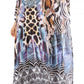 Sakkas Anahi Flowy Design V Neck Long Caftan Dress / Cover Up With Rhinestone