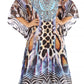 Sakkas Anahi Flowy Design V Neck Long Caftan Dress / Cover Up With Rhinestone