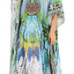 Sakkas Anahi Flowy Design V Neck Long Caftan Dress / Cover Up With Rhinestone