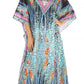 Sakkas Anahi Flowy Design V Neck Long Caftan Dress / Cover Up With Rhinestone