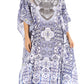 Sakkas Anahi Flowy Design V Neck Long Caftan Dress / Cover Up With Rhinestone