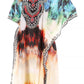 Sakkas Anahi Flowy Design V Neck Long Caftan Dress / Cover Up With Rhinestone