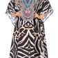 Sakkas Anahi Flowy Design V Neck Long Caftan Dress / Cover Up With Rhinestone