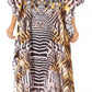 Sakkas Anahi Flowy Design V Neck Long Caftan Dress / Cover Up With Rhinestone