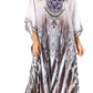 Sakkas Anahi Flowy Design V Neck Long Caftan Dress / Cover Up With Rhinestone