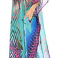 Sakkas Wilder Printed Design Long Sheer Rhinestone Caftan Dress / Cover Up