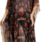 Sakkas Wilder Printed Design Long Sheer Rhinestone Caftan Dress / Cover Up