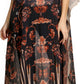 Sakkas Wilder Printed Design Long Sheer Rhinestone Caftan Dress / Cover Up