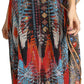 Sakkas Wilder Printed Design Long Sheer Rhinestone Caftan Dress / Cover Up