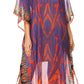Sakkas Wilder Printed Design Long Sheer Rhinestone Caftan Dress / Cover Up