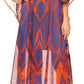 Sakkas Wilder Printed Design Long Sheer Rhinestone Caftan Dress / Cover Up