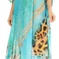Sakkas Wilder Printed Design Long Sheer Rhinestone Caftan Dress / Cover Up