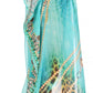 Sakkas Wilder Printed Design Long Sheer Rhinestone Caftan Dress / Cover Up