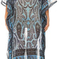 Sakkas Wilder Printed Design Long Sheer Rhinestone Caftan Dress / Cover Up