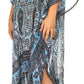 Sakkas Wilder Printed Design Long Sheer Rhinestone Caftan Dress / Cover Up