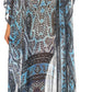 Sakkas Wilder Printed Design Long Sheer Rhinestone Caftan Dress / Cover Up