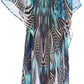 Sakkas Wilder Printed Design Long Sheer Rhinestone Caftan Dress / Cover Up
