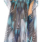 Sakkas Wilder Printed Design Long Sheer Rhinestone Caftan Dress / Cover Up