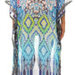 Sakkas Wilder Printed Design Long Sheer Rhinestone Caftan Dress / Cover Up